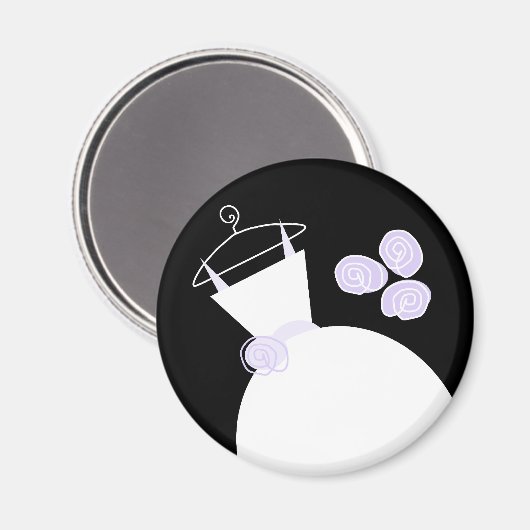 Trouwjurk Paarse koelkastmagneet zwart Magneet (Voorkant / Achterkant)