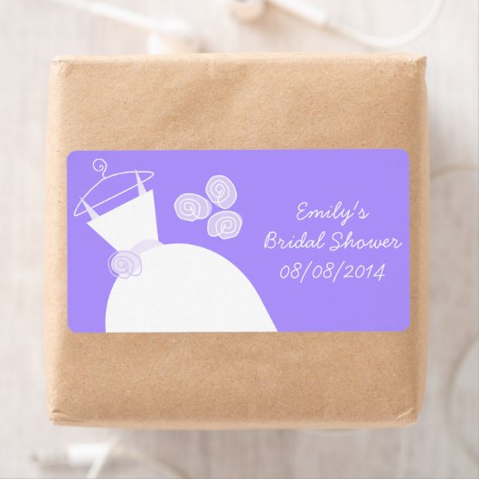 Trouwjurk Paarse Vrijgezellenfeest horizontaal Etiket (Insitu)