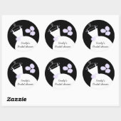 Trouwjurk Paarse 'Vrijgezellenfeest' rond zwart Ronde Sticker (Vel)