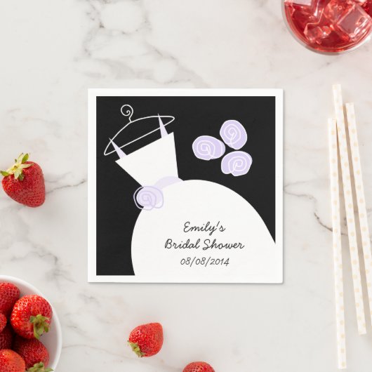 Trouwjurk Paarse vrijgezellenfeest 'Text' zwart Servetten (Insitu)