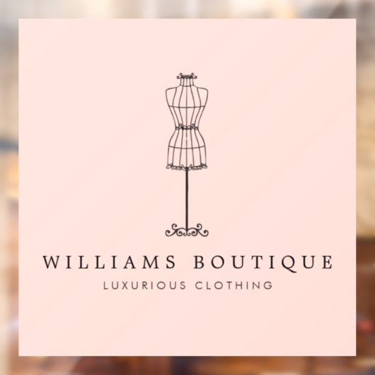 Trouwjurk Paspop Boutique Roze Raamsticker (Vel 2)