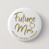 Trouwjurk pin goud voor toekomstige mevrouw ronde button 5,7 cm (Voorkant)