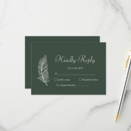 Trouwjurk ROE Donkergroen & Wit Eenvoudig RSVP Kaartje