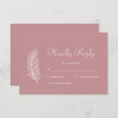 Trouwjurk ROE Roze & Wit Eenvoudig RSVP Kaartje (Voorkant / Achterkant)