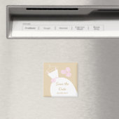 Trouwjurk Roze Beige 'Save the date' Magneet (Insitu (Vaatwasser))
