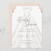 Trouwjurk roze bloemenbruids douche uitnodiging (Voorkant / Achterkant)