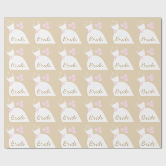 Trouwjurk Roze 'Bruid' beige Inpakpapier (Vlak)