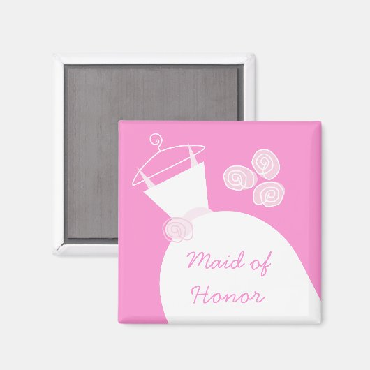 Trouwjurk Roze 'Bruidsmeisje' koelkastmagneet Magneet (Voorkant / Achterkant)