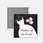 Trouwjurk Roze 'Moeder van de Bruid' zwart Magneet (Voorkant / Achterkant)