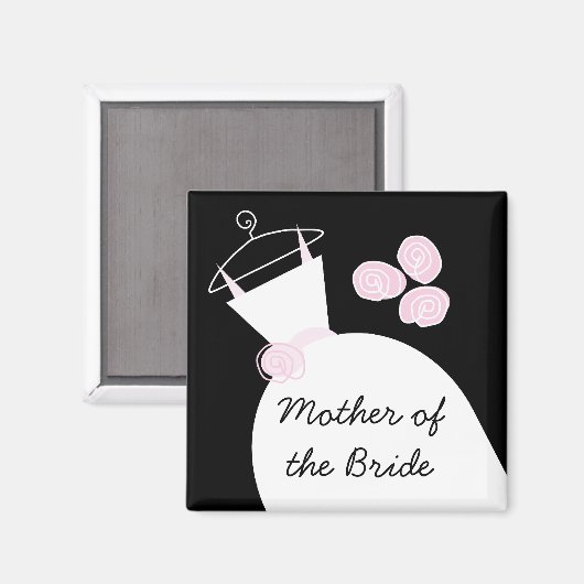 Trouwjurk Roze 'Moeder van de Bruid' zwart Magneet (Voorkant / Achterkant)