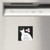 Trouwjurk Roze 'Namen en Datum' zwart Magneet (Insitu (Vaatwasser))