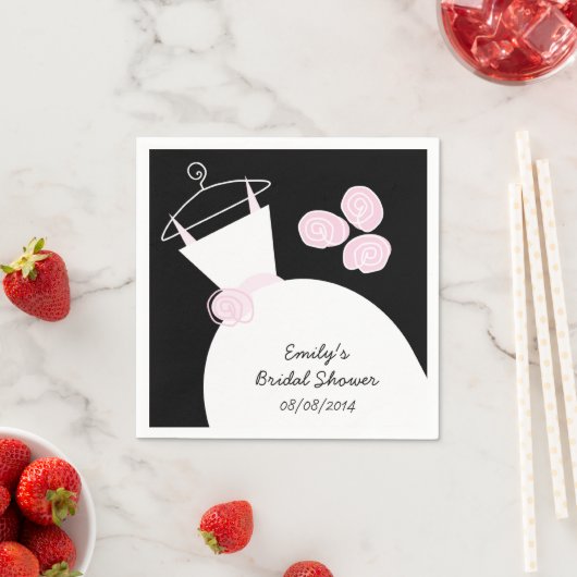 Trouwjurk Roze vrijgezellenfeest 'Text' zwart Servet (Insitu)