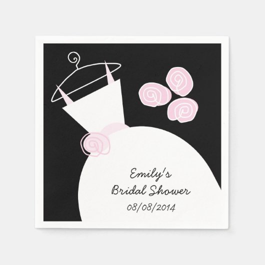 Trouwjurk Roze vrijgezellenfeest 'Text' zwart Servet (Voorkant)