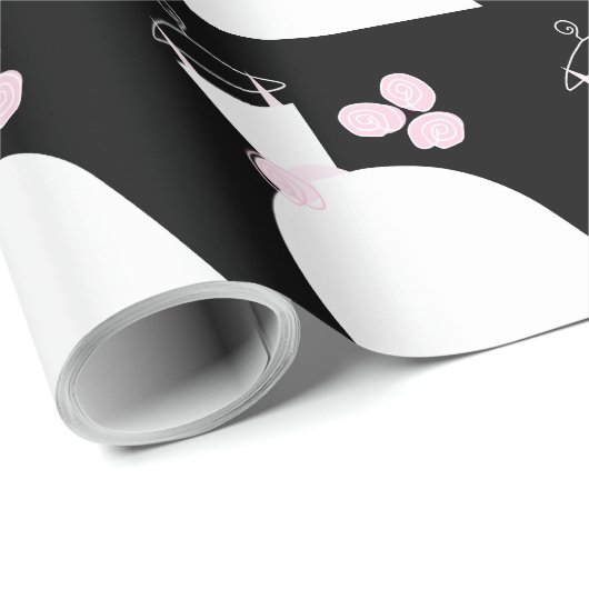 Trouwjurk Roze zwart Cadeaupapier (Rol Hoek)