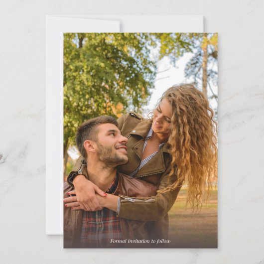 Trouwjurk Save the Date Rustieke Houten Kant (Achterkant)