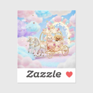 Trouwjurk Schattig Hondje Sprookjesachtige Koets Sticker