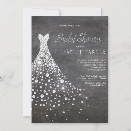 Trouwjurk schoolbord rustiek Vrijgezellenfeest Kaart (Voorkant)