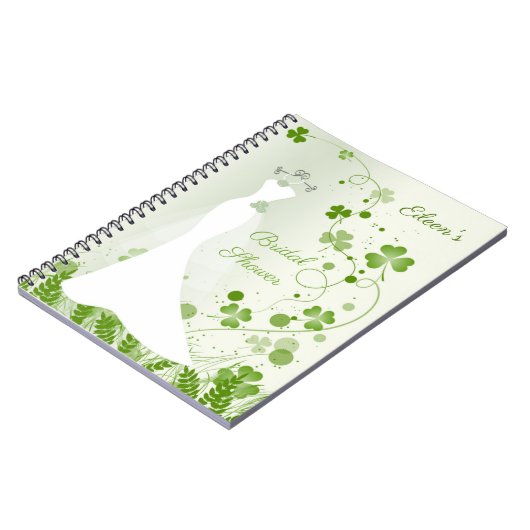 Trouwjurk, shamrock in een weiland Vrijgezellenfee Notitieboek (Linkerzijde)