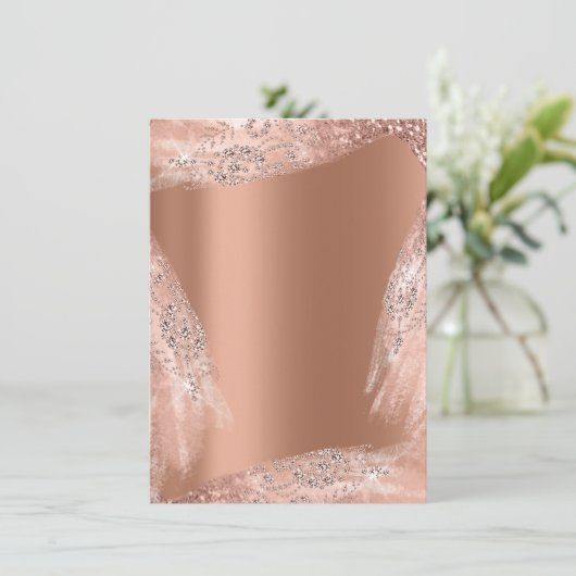 Trouwjurk Sweet 16 Roos Koper Diamant Glitter Kaart (Staand voorkant)