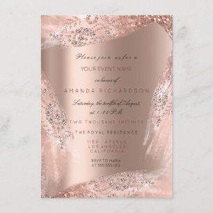 Trouwjurk Sweet 16 Roze Goud Diamant Glitter Kaart
