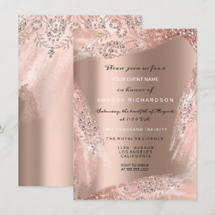 Trouwjurk Sweet 16 Roze Goud Glitterend Kaart