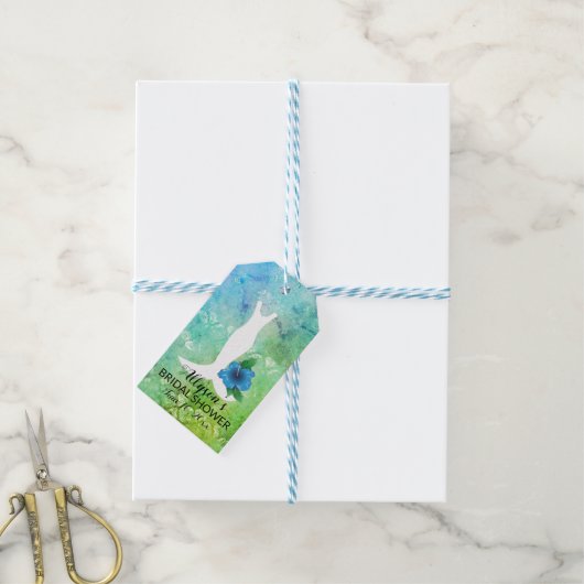 Trouwjurk Tropical Theme Vrijgezellenfeest Cadeaulabel (Met Touw)