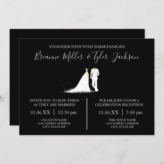 Trouwjurk & Tux - Trouw & Ontvangst Uitnodiging (Voorkant / Achterkant)