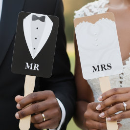 Trouwjurk Tuxedo Mijnheer Mevrouw Raad Wie Spel Handwaaier