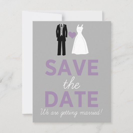 Trouwjurk & Tuxedo Save The Date Aankondiging (Voorkant)