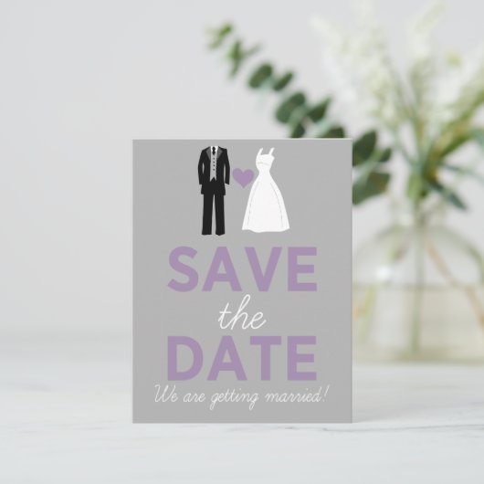 Trouwjurk & Tuxedo Save The Date Aankondiging (Staand voorkant)
