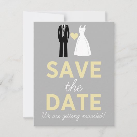 Trouwjurk & Tuxedo Save The Date Aankondiging (Voorkant)