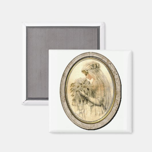 Trouwjurk uit het victoriaans tijdperk Bruidmagnee Magneet (Voorkant / Achterkant)
