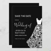 Trouwjurk van witte kant save the date (Voorkant / Achterkant)