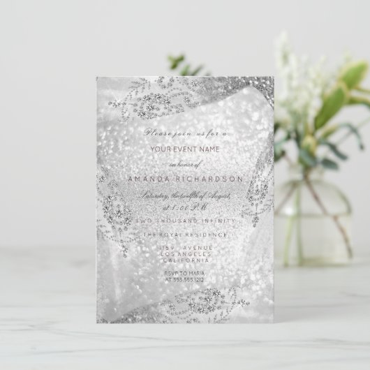 Trouwjurk voor 16e verjaardag Roze Grijs Diamant G Kaart (Staand voorkant)