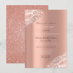Trouwjurk voor 16e verjaardag Roze Perzik Glitters Kaart