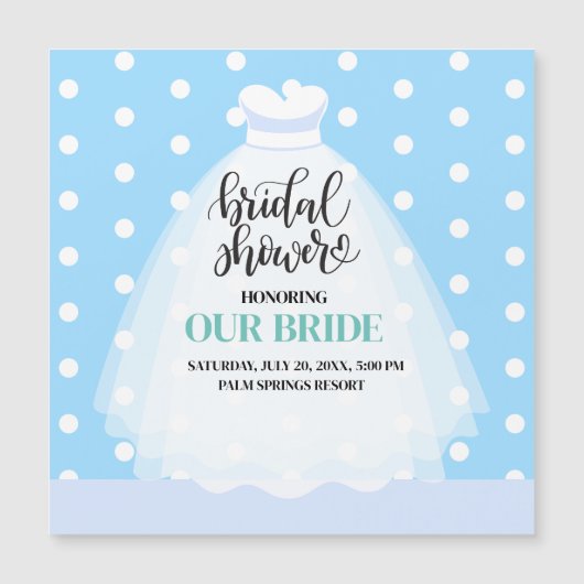 Trouwjurk Vrijgezellenfeest Magneetuitnodiging Magnetische Uitnodiging (Voorkant)