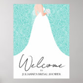 Trouwjurk Vrijgezellenfeest Turquoise Welkom Poster (Voorkant)