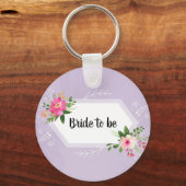 Trouwjurk waterverf paarse bloem bruidsdouche sleutelhanger (Voorkant)