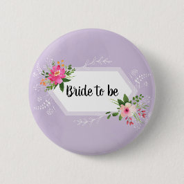 Trouwjurk waterverf paarse bloemige bruidsdouche ronde button 5,7 cm