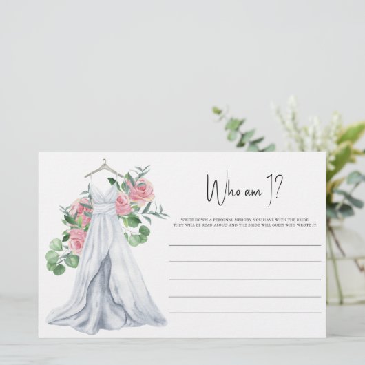 Trouwjurk - Wie ben ik Vrijgezellenfeest spel Briefpapier (Staand voorkant)