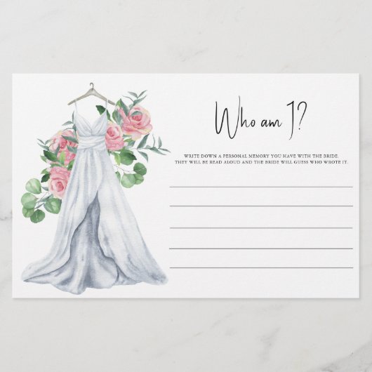 Trouwjurk - Wie ben ik Vrijgezellenfeest spel Briefpapier (Voorkant)