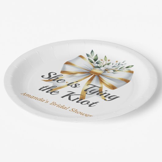 Trouwjurk Witte Boog Bloemige Bruidsmeisjes Bruilo Papieren Bordje (Gekanteld)