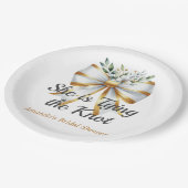 Trouwjurk Witte Lint Bloemige Bruidsdouche Papieren Bordje (Gekanteld)