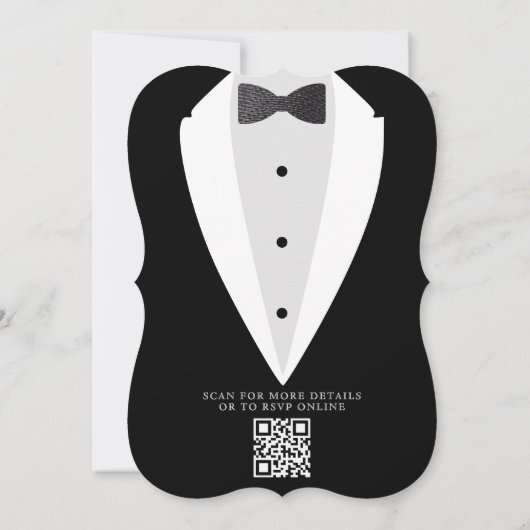 Trouwjurken Suit & Bowtie QR Code Kaart (Achterkant)