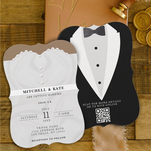 Trouwjurken Suit & Bowtie QR Code Kaart