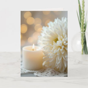Trouwkaars met witte chrysant kaart