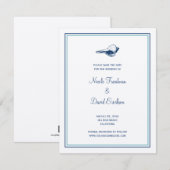 Trouwkaart aankondiging Blauwe zeeschelp save the  (Voorkant / Achterkant)