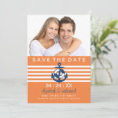 Trouwkaart aankondiging foto kaart met scheepvaart (Staand voorkant)