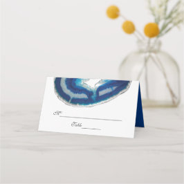 Trouwkaart agaat tafelkaart in marineblauw plaatskaartje