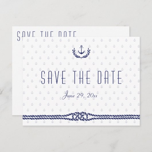 Trouwkaart Ankers Wit Aankondigingskaart (Voorkant / Achterkant)